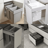 pull-out bins and hampers for organised kitchen storage