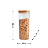 Square Bamboo Pantry Jars – 12-Pack Glass Storage Set showcasing a single tall jar filled with dry chickpeas, ideal for kitchen organisation.