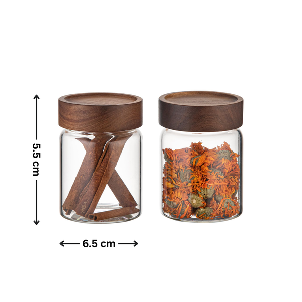 135ml Acacia Lid Glass Jar – Spice Pantry Storage