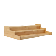 Expandable Bamboo Spice Rack – 3 Tier sitting on a kitchen counter, ideal for pantry organisation and spice storage organisers.