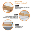Illustration showing how to use Bamboo Expandable Drawer Dividers – 4 Pack for kitchen and pantry storage organisation.