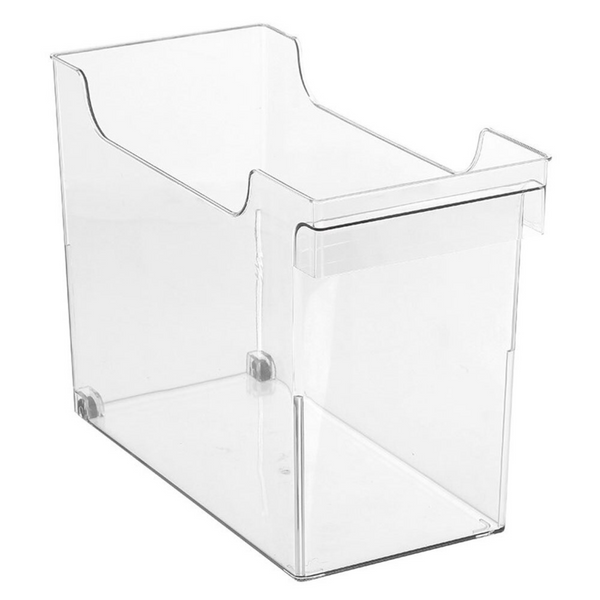 Clear pull-out organiser for home organisation, ideal for kitchen, pantry, or bathroom storage. Space-saving and stylish storage solution.