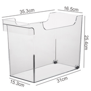 Clear Pull-Out Organiser – Wide for kitchen cupboards, optimised for pantry and under sink storage, enhances drawer organisation.