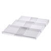 Expandable In-Drawer Spice Rack made of clear plastic, ideal for kitchen and pantry organisation. Maximises drawer space efficiently.