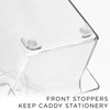 Clear Pull-Out Organiser—Easy Access for Deep Shelves—features front stoppers for stable kitchen or pantry storage.