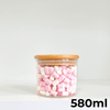 580ml round glass jar with bamboo lid, ideal pantry storage organiser for snacks.