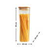 Square Bamboo Pantry Jars – 12-Pack Glass Storage Set shown storing pasta for efficient kitchen and pantry organisation.