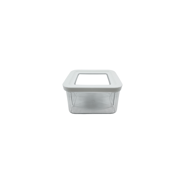 White airtight container with transparent lid and side clips, 400ML; ideal fridge storage organizer.