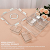 7-piece clear acrylic storage set with handles, ideal for kitchen or pantry organization, highlighting stylish and practical design.