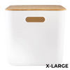 X-Large Plastic & Bamboo Storage Containers – Multi-Purpose Organisers for home; ideal for pantry, laundry, and bathroom storage.