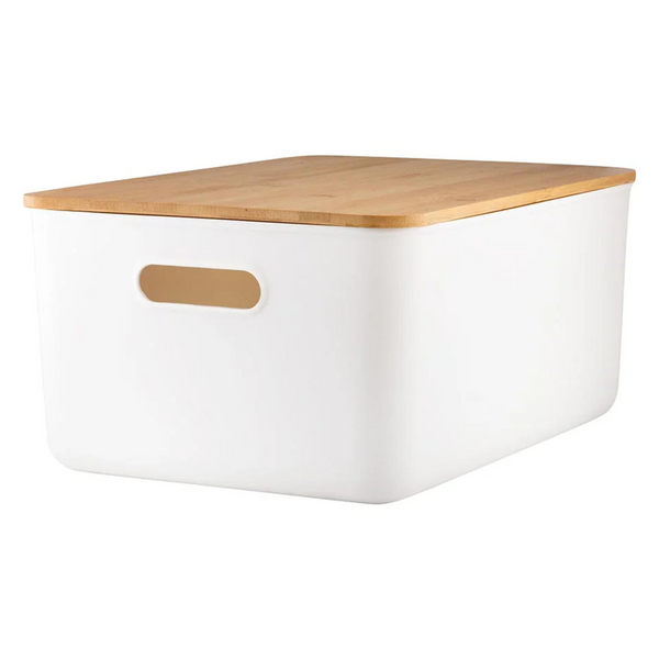 Plastic & Bamboo Storage Containers – Multi-Purpose Organisers for home organisation, pantry storage, and bathroom organisers