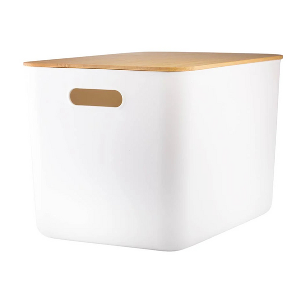 Plastic & Bamboo Storage Containers – Multi-Purpose Organisers for efficient under sink storage and kitchen organisation.