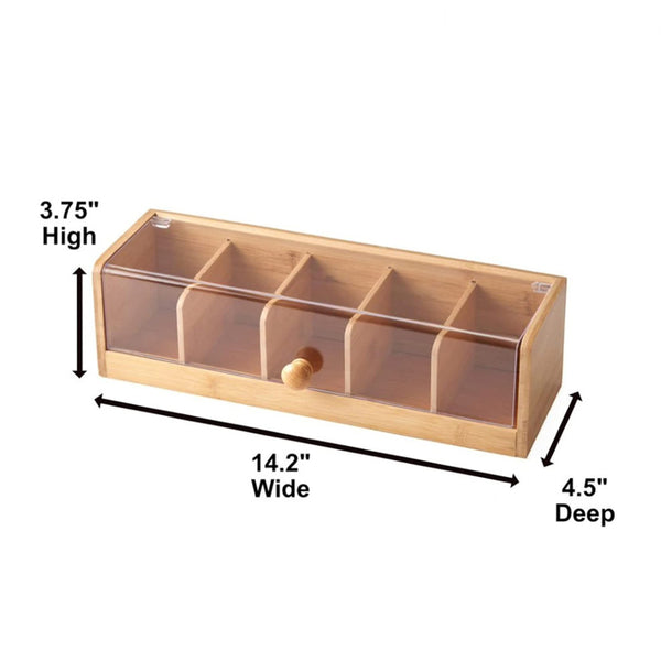 Bamboo Tea Bag Organiser with Acrylic Lid