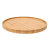 Round bamboo lazy Susan for kitchen storage, ideal for pantry organisation and stylish home décor.