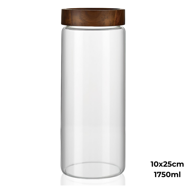 Acacia Screw On Glass Jar β 4 Sizes for pantry storage, bamboo jars, bathroom organisers, home organisation