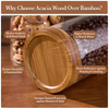 Acacia wood jar lid showcasing benefits over bamboo, highlighting sleek design, durability, resistance to heat and water, perfect for kitchen storage.