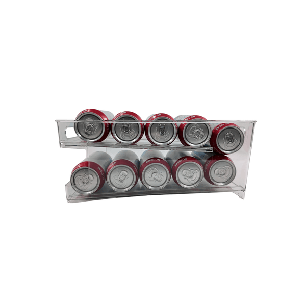 Spin & Store Drink Can Organiser for effortless beverage storage in kitchen or pantry, enhancing fridge organisation and accessibility.