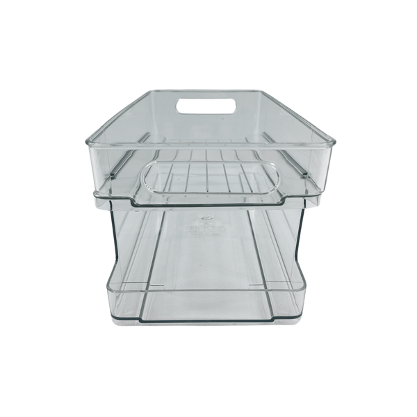 Transparent Spin & Store drink can organiser for kitchen pantry or fridge storage.