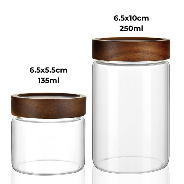 Acacia Screw On Spice Jar β 2 Sizes for pantry storage, bamboo jars for home organisation, ideal kitchen storage organisers.