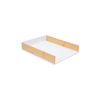 White bamboo and plastic desk tray for organized workspace, storage organiser for home office.