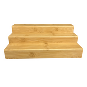 Large Bamboo Shelf – 3-Tier Organiser for Jars & More ideal for kitchen and pantry storage, enhancing organisation with style.