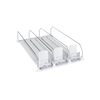 Sliding can organiser for pantry storage; fits pantry jars, fridge containers, and kitchen baskets.