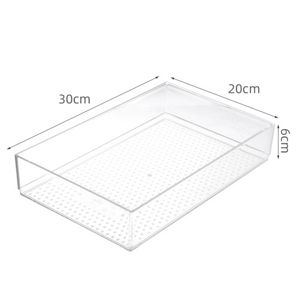 XL Clear Drawer Organiser for home organisation, ideal for pantry storage, fridge tubs, laundry storage, and bathroom organisers