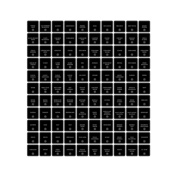 Square herb and spice labels for pantry jars and fridge containers, pack of 110.