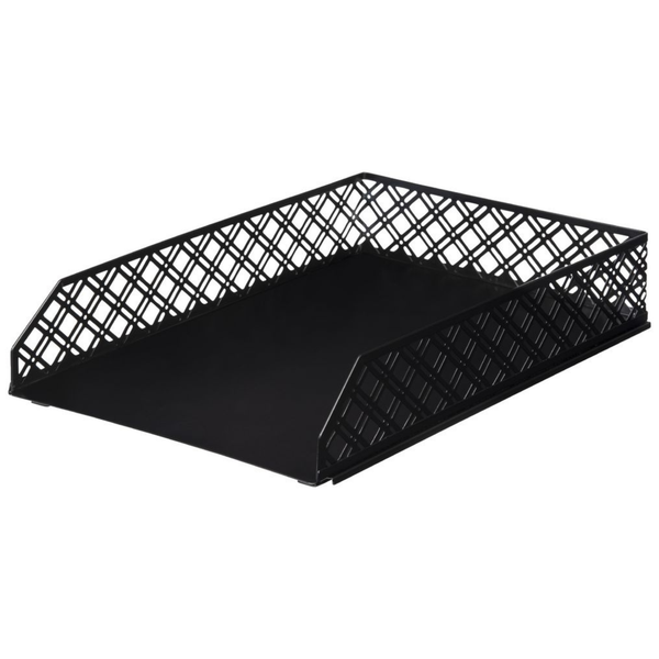 Black Metal Document Tray for Desk Organisation ideal for home office use, enhancing paper storage and desk organisation efficiently.
