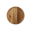 Large Acacia Round Serving Tray for kitchen storage, made of natural wood.