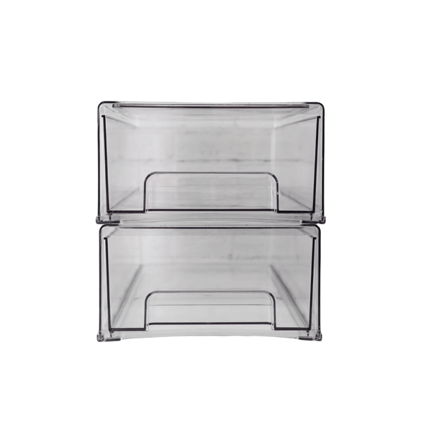 Clear medium modular drawer organizer for kitchen pantry storage.