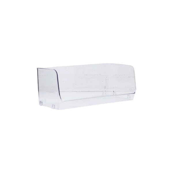 Large clear stackable storage organiser for pantry jars, fridge containers, or laundry tubs.