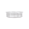 Tall round clear rotating tray ideal for pantry storage, kitchen baskets, and fridge organization.