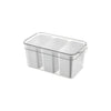 Triple clear fridge organiser with removable baskets for kitchen storage, space-saving design.