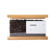 Bamboo Pantry Container – 1L filled with coffee beans, ideal for kitchen organisation and keeping contents fresh with airtight bamboo lid.