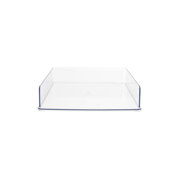 Clear PET document tray for desk storage organiser, space-saving solution for office use.