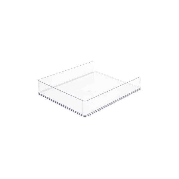 Clear PET document tray for desk organization, perfect for space-saving office storage.