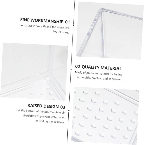 Close-up of large clear drawer organisers showing fine workmanship, quality material, and raised design for pantry organisation.
