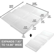 Expandable In-Drawer Spice Rack for kitchen organisation with detailed measurements, ideal for drawer organisers in kitchens and pantries.