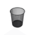 Black mesh metal waste bin for storage, used in kitchen or office spaces.