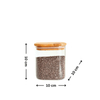 Square bamboo glass jar for pantry storage, 10cm x 10cm, with lid. Ideal kitchen organiser.