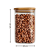 Square Bamboo Glass Pantry Jar Set – 5 Stackable Sizes with beans, ideal for pantry organisation and storage organisers in the kitchen.