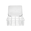 Clear storage organiser box with removable dividers for fridge, pantry, or laundry use.