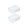 Transparent fridge containers for space-saving storage, ideal for organizing kitchen and pantry.
