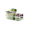 Stackable fridge containers with vegetables, space-saving kitchen storage organiser set.