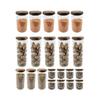 Acacia glass jar set for pantry storage, space-saving organiser for kitchen and fridge.
