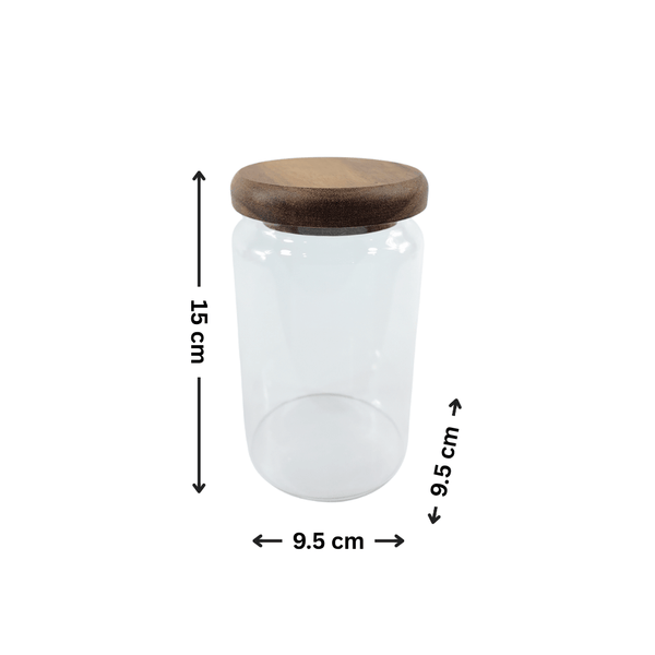 Acacia lid glass jar 15cm, perfect pantry storage organizer, space-saving kitchen container