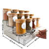 Acrylic spice rack with drawer, 12 bamboo jars; ideal kitchen pantry storage organizer.
