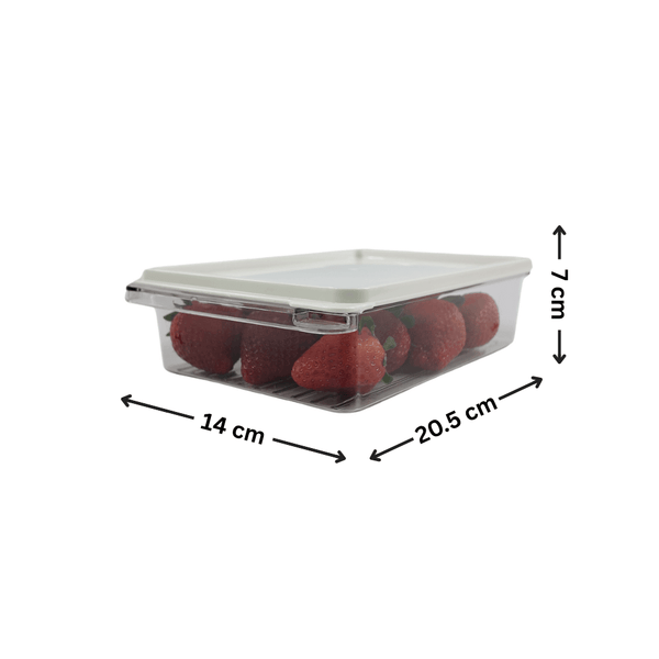 Clear storage container with lid holding strawberries, part of the Ultimate Fridge Storage Bundle – 13 Pack, for kitchen organisation.