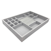 Grey Felt Jewellery & Accessory Tray 516x366x60mm ideal for drawer organisers and jewellery storage in bedrooms.